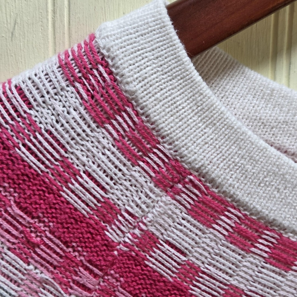 Talbots Sweater Womens XS Gray Pink Striped Crew Neck Long Sleeve Knit Pullover - Picture 4 of 8